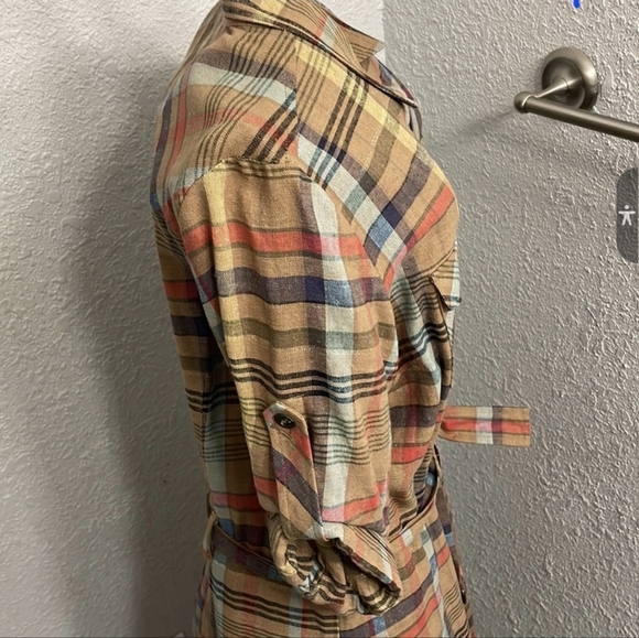 White Stag Tan and Orange Midi Dress with Cuffed Sleeves - Picture 3 of 8